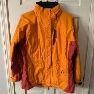 Early Winters women’s ski jacket parka shell. Size L. Light fleece lining, hood.